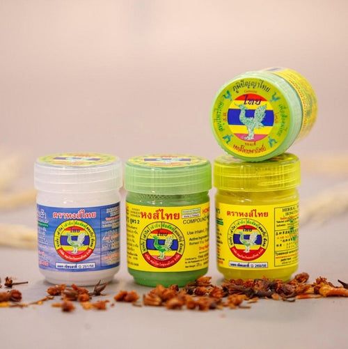 Hong Thai Yadom Herbal Inhaler Trio – 3 x 5g Mixed Scents (Green, Yellow, White)
